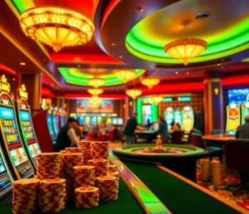 Players enjoying diverse slot machines while trying their luck at idn slot on a lively casino floor.