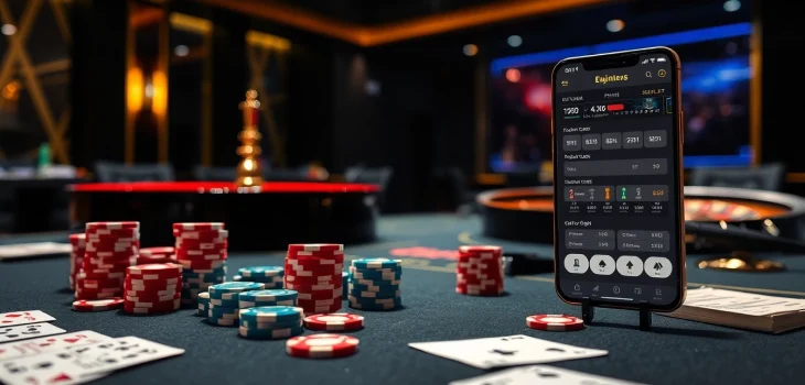 S8 nhà cái poker scene showcasing chips and cards in a vibrant gaming environment.