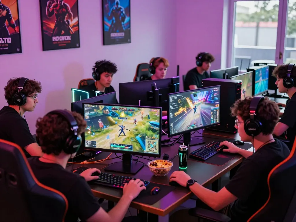 Dewi100 immersive online gaming scene with diverse players in action.