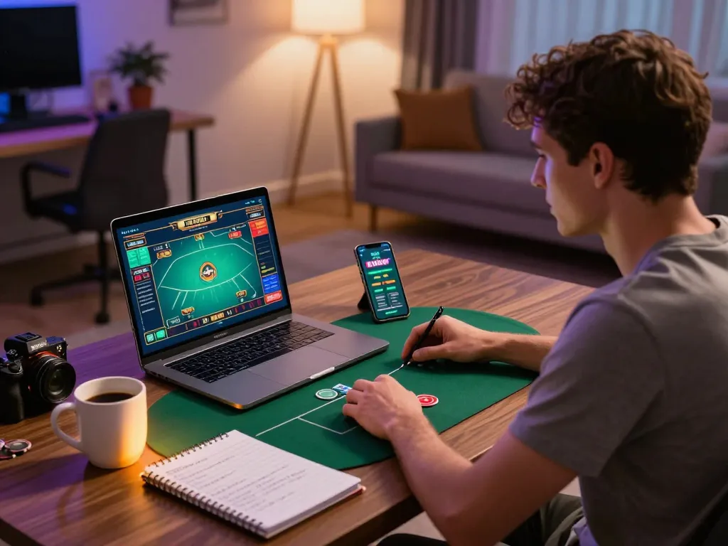 Player engaged in online gaming using TG88, showcasing strategic betting and home comfort.