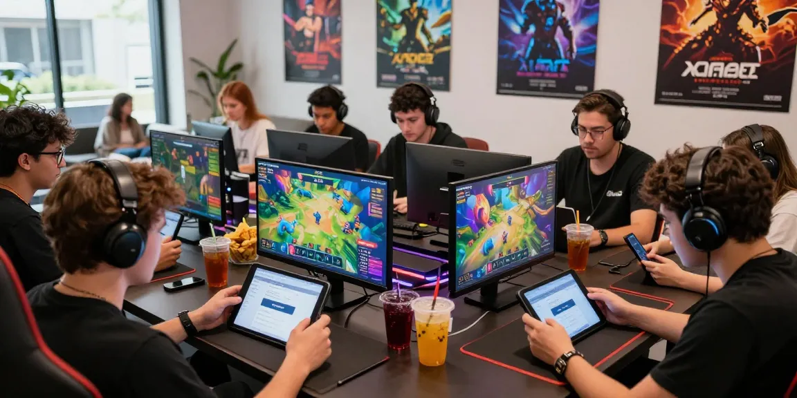 Players enjoying Raja Game login on tablets and smartphones in a vibrant gaming atmosphere.