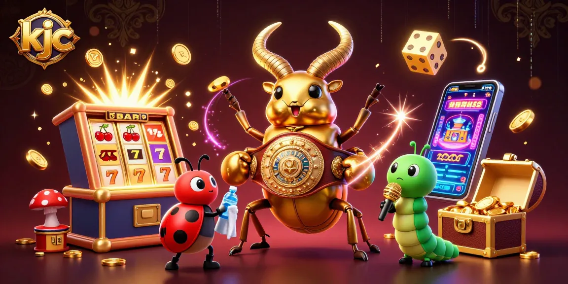 KJC gamblers winning big at the slots, surrounded by dynamic casino action elements