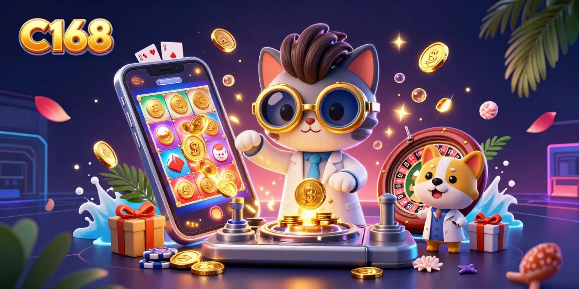 C168 slot games immersion with cartoon characters creating excitement and gold coins