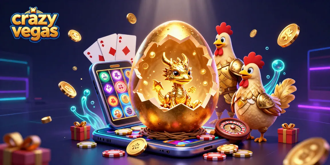 Experience thrilling gameplay at crazyvegas with a golden dragon surrounded by vibrant casino elements.